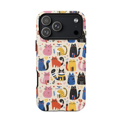 Cat Doodles Phone Case: Playful Cat-Inspired Tough Case for iPhone, Samsung Galaxy and Google Pixel devices
