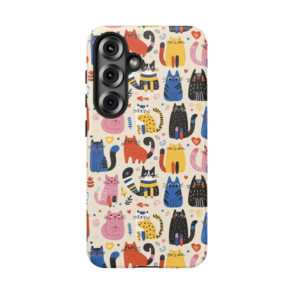 Cat Doodles Phone Case: Playful Cat-Inspired Tough Case for iPhone, Samsung Galaxy and Google Pixel devices
