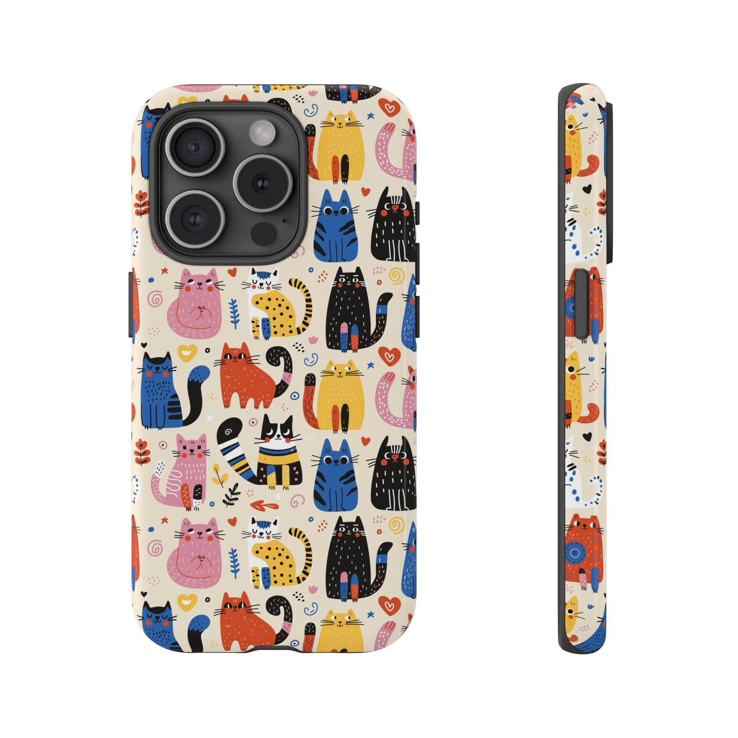 Cat Doodles Phone Case: Playful Cat-Inspired Tough Case for iPhone, Samsung Galaxy and Google Pixel devices