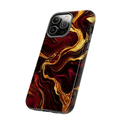 Molten Gold and Maroon Waves: Elegant Phone Case for iPhone, Samsung Galaxy and Google Pixel devices