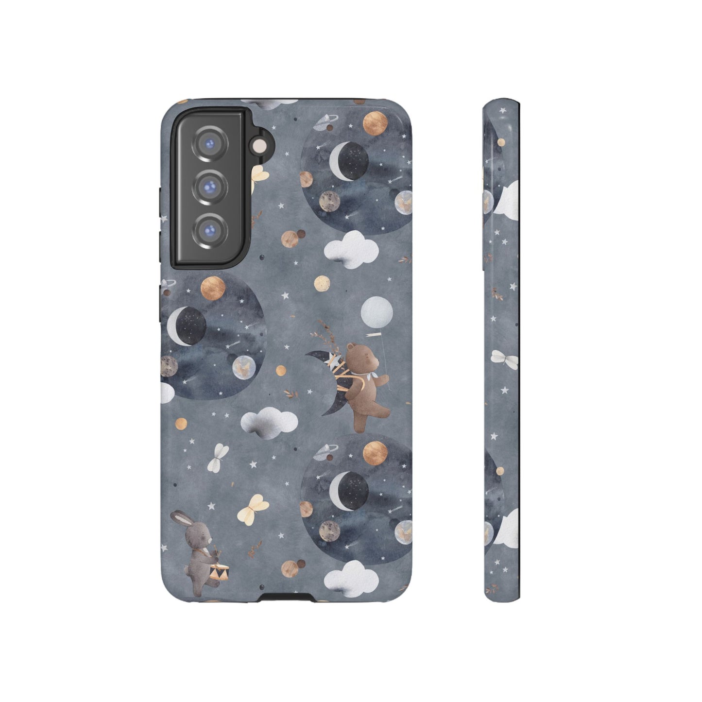 Moon, Bear and Bunny: Cute phone case for iPhone, Samsung Galaxy and Google Pixel devices