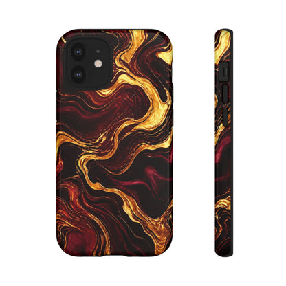 Molten Gold and Maroon Waves: Elegant Phone Case for iPhone, Samsung Galaxy and Google Pixel devices