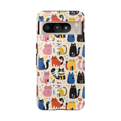 Cat Doodles Phone Case: Playful Cat-Inspired Tough Case for iPhone, Samsung Galaxy and Google Pixel devices