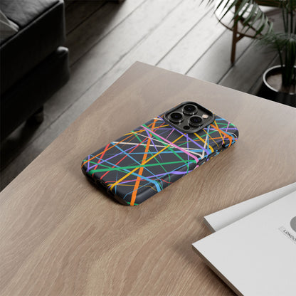 Spectrum Grid: Abstract, Intersecting Line Patterns Phone Case for iPhone, Samsung and Google Pixel devices