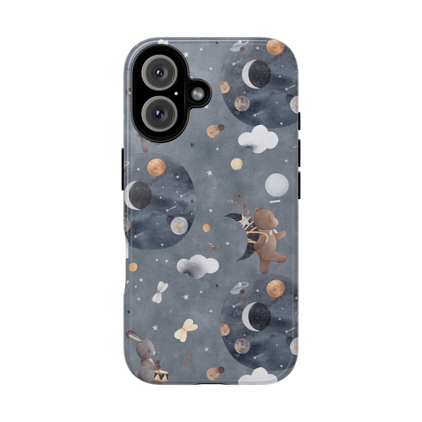 Moon, Bear and Bunny: Cute phone case for iPhone, Samsung Galaxy and Google Pixel devices