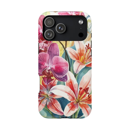 Hibiscus & Orchid Haven: MagSafe Floral Phone Case for iPhone
