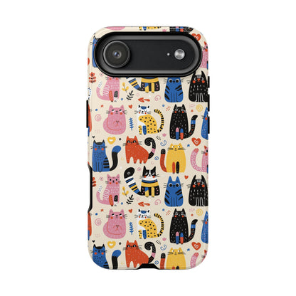 Cat Doodles Phone Case: Playful Cat-Inspired Tough Case for iPhone, Samsung Galaxy and Google Pixel devices