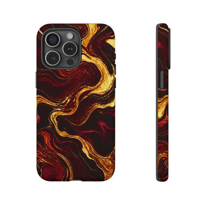 Molten Gold and Maroon Waves: Elegant Phone Case for iPhone, Samsung Galaxy and Google Pixel devices