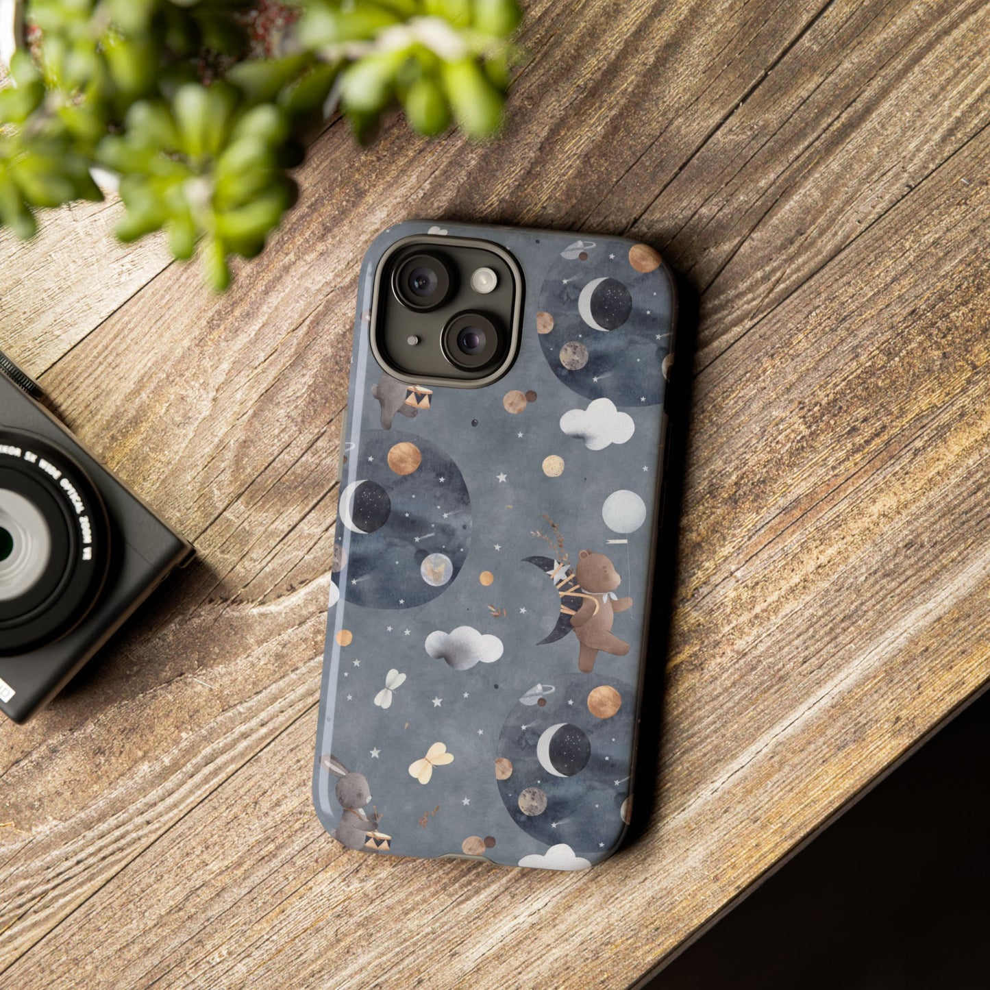 Moon, Bear and Bunny: Cute phone case for iPhone, Samsung Galaxy and Google Pixel devices