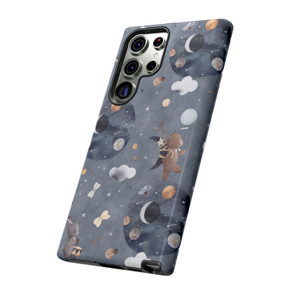 Moon, Bear and Bunny: Cute phone case for iPhone, Samsung Galaxy and Google Pixel devices