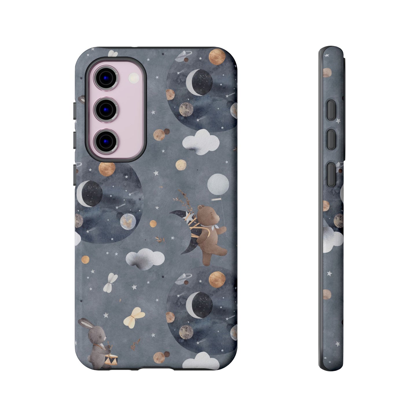 Moon, Bear and Bunny: Cute phone case for iPhone, Samsung Galaxy and Google Pixel devices