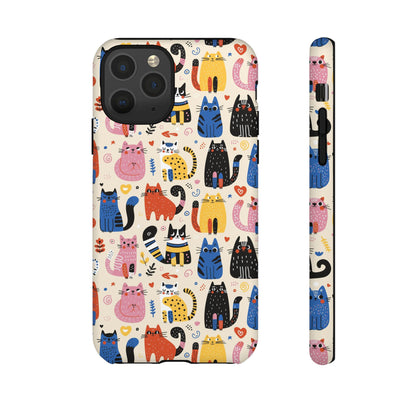 Cat Doodles Phone Case: Playful Cat-Inspired Tough Case for iPhone, Samsung Galaxy and Google Pixel devices