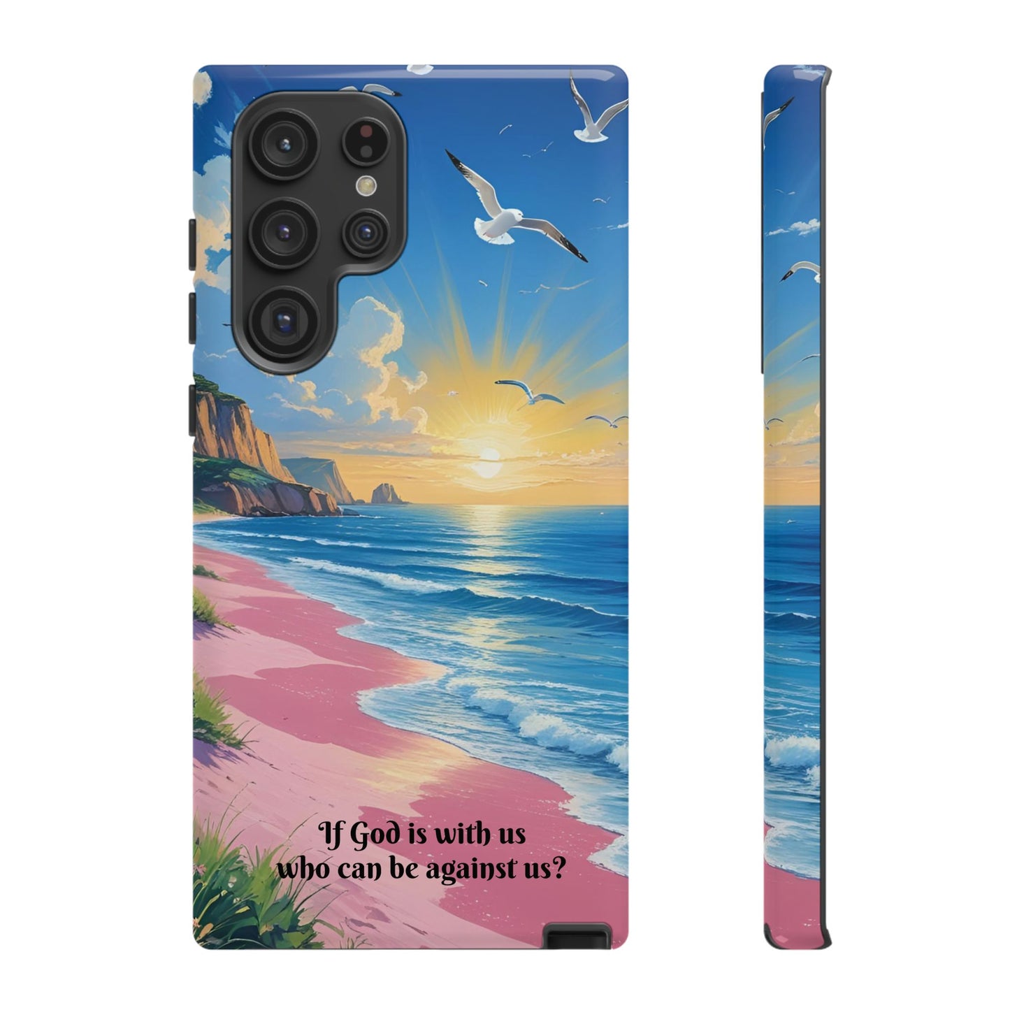 "If God is with us, who can be against us?": Inspiring phone case for iPhone, Samsung Galaxy and Google Pixel devices