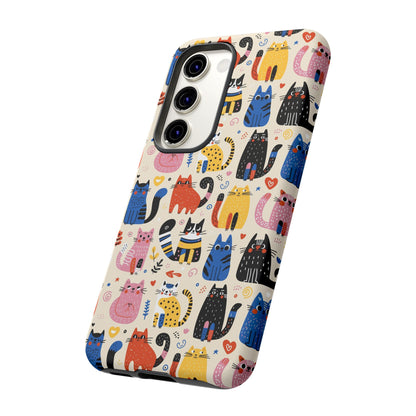 Cat Doodles Phone Case: Playful Cat-Inspired Tough Case for iPhone, Samsung Galaxy and Google Pixel devices