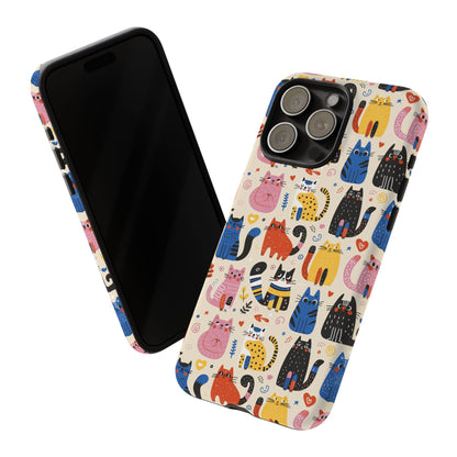 Cat Doodles Phone Case: Playful Cat-Inspired Tough Case for iPhone, Samsung Galaxy and Google Pixel devices