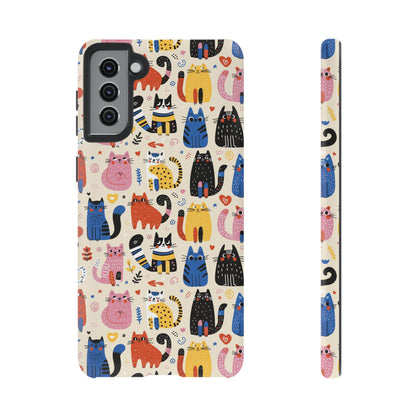 Cat Doodles Phone Case: Playful Cat-Inspired Tough Case for iPhone, Samsung Galaxy and Google Pixel devices