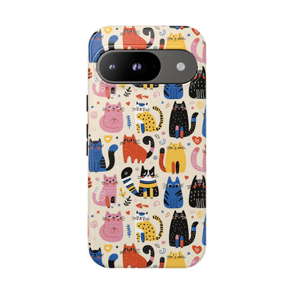 Cat Doodles Phone Case: Playful Cat-Inspired Tough Case for iPhone, Samsung Galaxy and Google Pixel devices