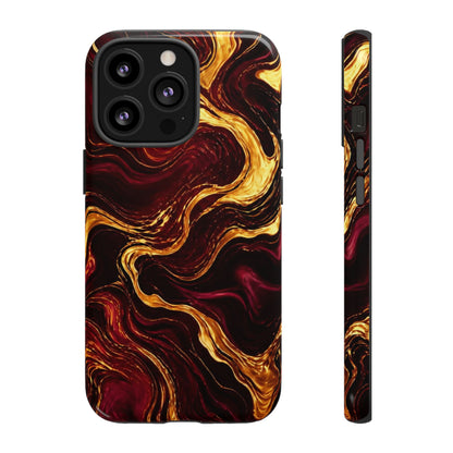 Molten Gold and Maroon Waves: Elegant Phone Case for iPhone, Samsung Galaxy and Google Pixel devices