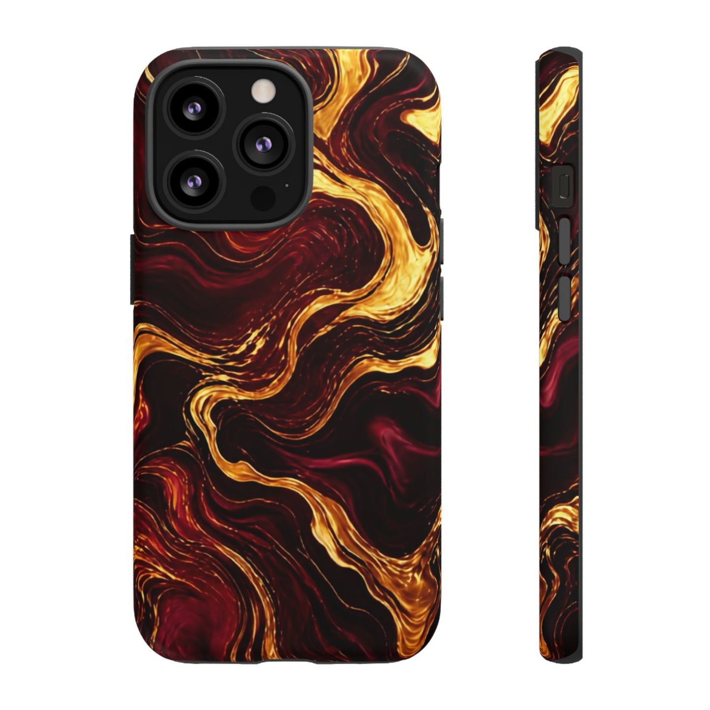 Molten Gold and Maroon Waves: Elegant Phone Case for iPhone, Samsung Galaxy and Google Pixel devices