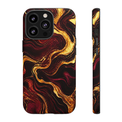 Molten Gold and Maroon Waves: Elegant Phone Case for iPhone, Samsung Galaxy and Google Pixel devices