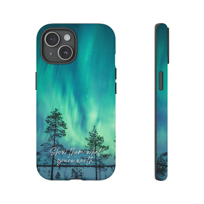 Show Them What You're Worth: Aurora Borealis-Inspired phone case for iPhone, Samsung Galaxy and Pixel devices