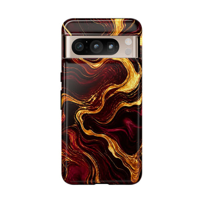 Molten Gold and Maroon Waves: Elegant Phone Case for iPhone, Samsung Galaxy and Google Pixel devices