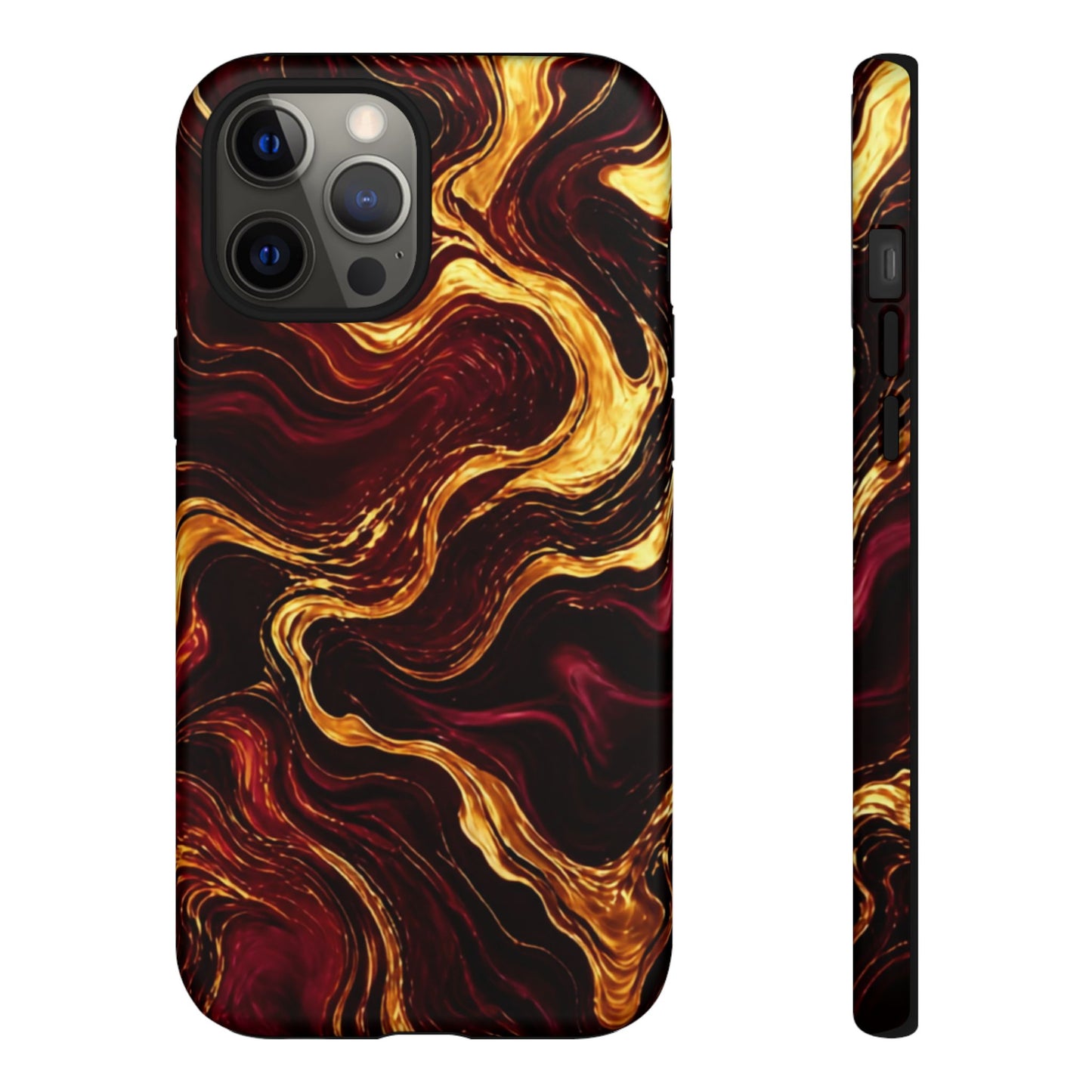 Molten Gold and Maroon Waves: Elegant Phone Case for iPhone, Samsung Galaxy and Google Pixel devices