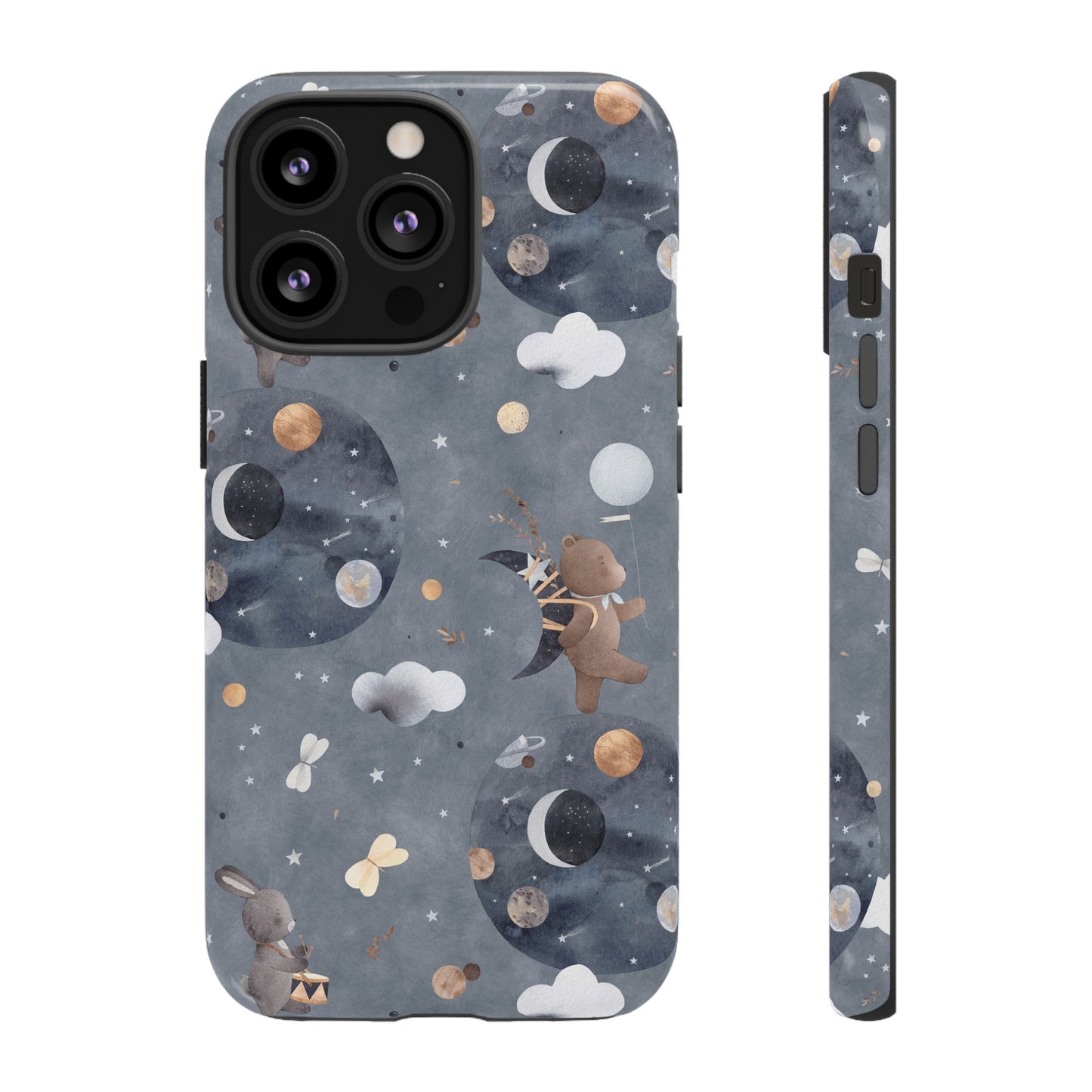 Moon, Bear and Bunny: Cute phone case for iPhone, Samsung Galaxy and Google Pixel devices