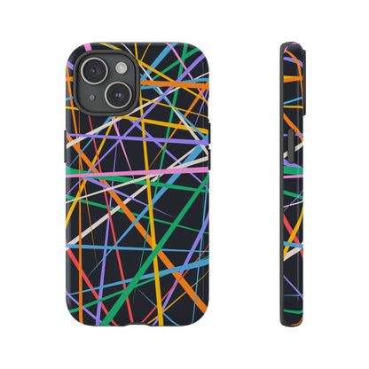 Spectrum Grid: Abstract, Intersecting Line Patterns Phone Case for iPhone, Samsung and Google Pixel devices