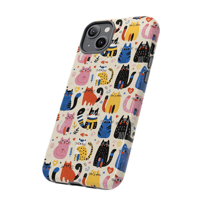 Cat Doodles Phone Case: Playful Cat-Inspired Tough Case for iPhone, Samsung Galaxy and Google Pixel devices