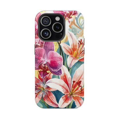 Hibiscus & Orchid Haven: MagSafe Floral Phone Case for iPhone