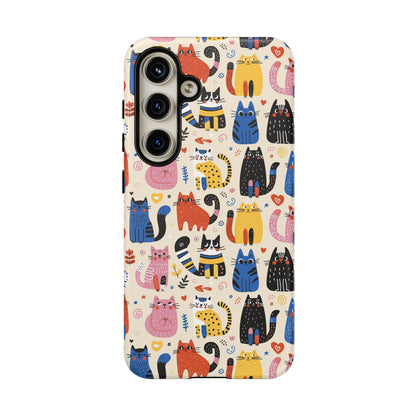 Cat Doodles Phone Case: Playful Cat-Inspired Tough Case for iPhone, Samsung Galaxy and Google Pixel devices