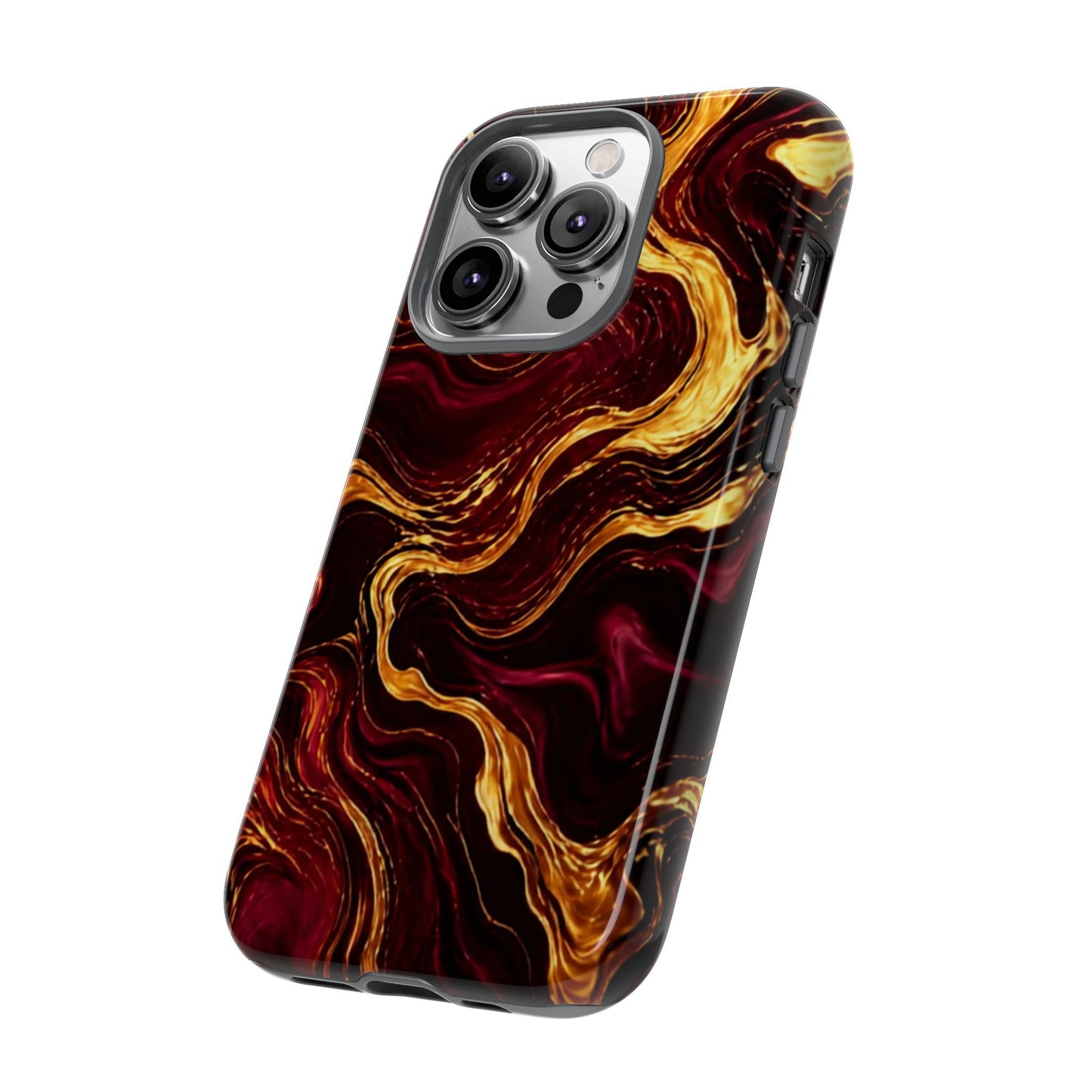 Molten Gold and Maroon Waves: Elegant Phone Case for iPhone, Samsung Galaxy and Google Pixel devices