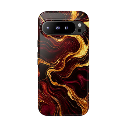Molten Gold and Maroon Waves: Elegant Phone Case for iPhone, Samsung Galaxy and Google Pixel devices