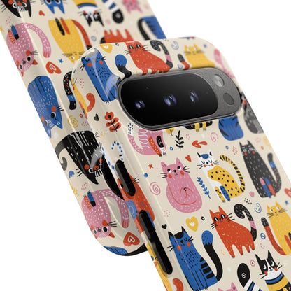 Cat Doodles Phone Case: Playful Cat-Inspired Tough Case for iPhone, Samsung Galaxy and Google Pixel devices