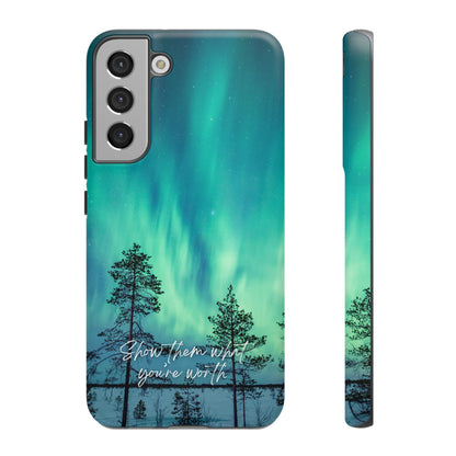 Show Them What You're Worth: Aurora Borealis-Inspired phone case for iPhone, Samsung Galaxy and Pixel devices