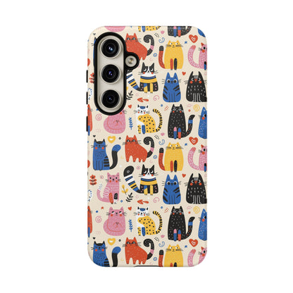 Cat Doodles Phone Case: Playful Cat-Inspired Tough Case for iPhone, Samsung Galaxy and Google Pixel devices