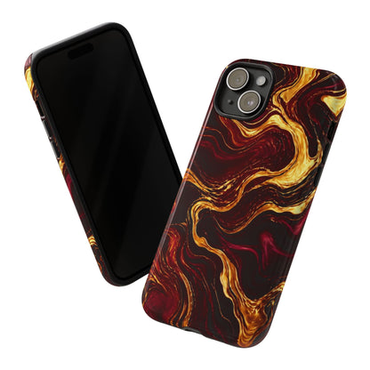 Molten Gold and Maroon Waves: Elegant Phone Case for iPhone, Samsung Galaxy and Google Pixel devices