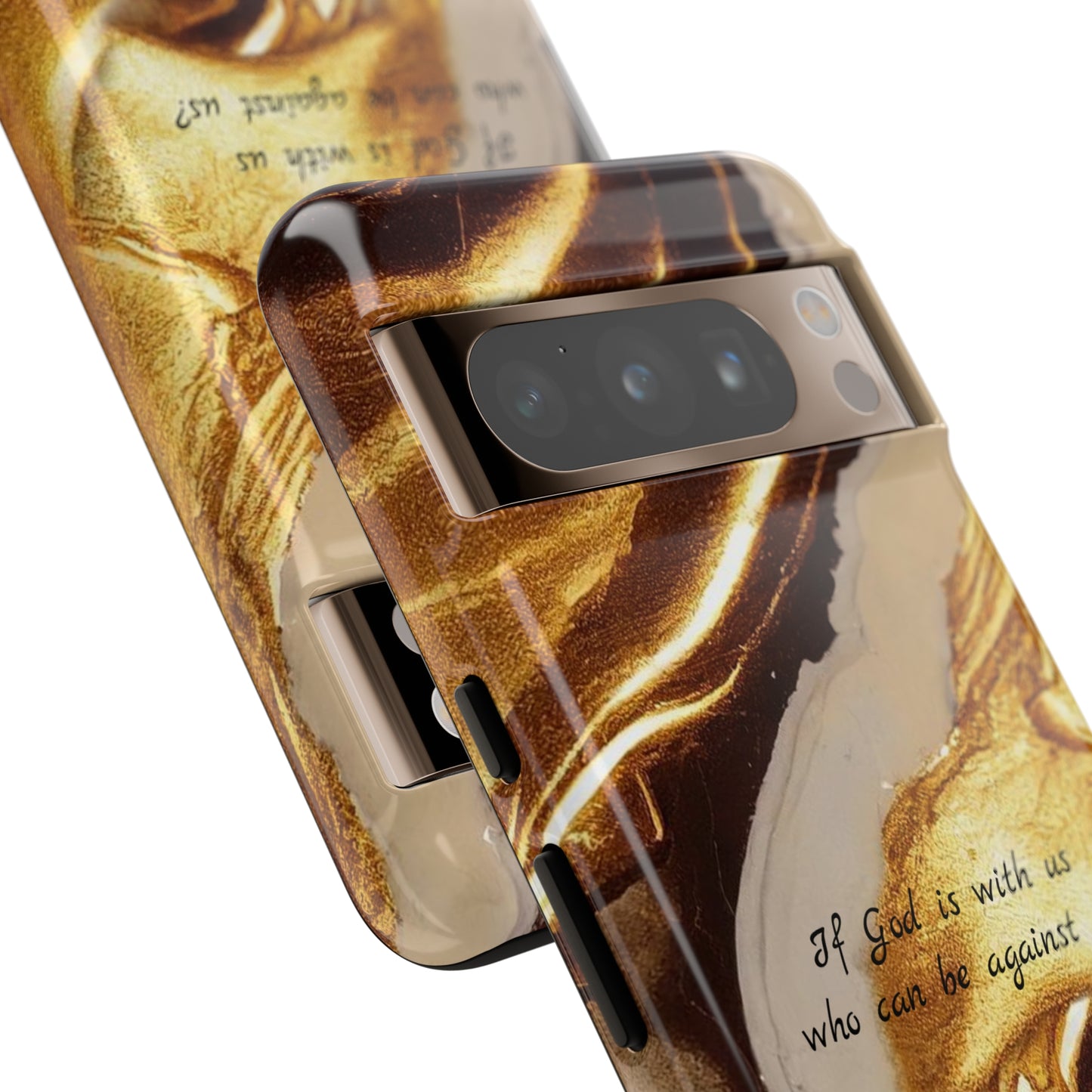 "If God is with us who can be against us?": Inspiring phone case for iPhone, Galaxy and Pixel devices.