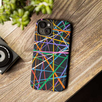 Spectrum Grid: Abstract, Intersecting Line Patterns Phone Case for iPhone, Samsung and Google Pixel devices