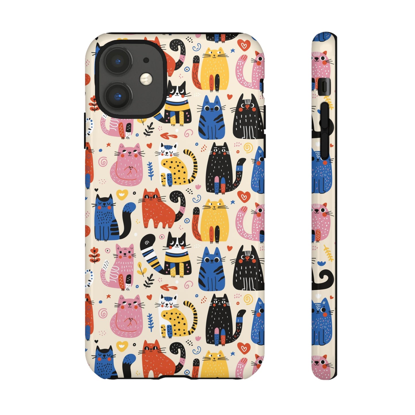 Cat Doodles Phone Case: Playful Cat-Inspired Tough Case for iPhone, Samsung Galaxy and Google Pixel devices