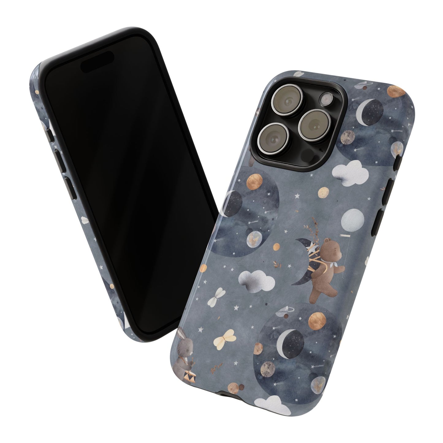 Moon, Bear and Bunny: Cute phone case for iPhone, Samsung Galaxy and Google Pixel devices