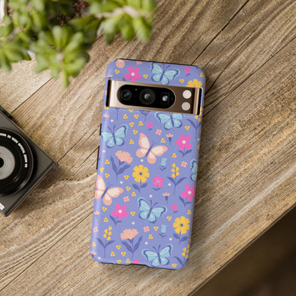 Lavender Butterflies: Tough Cases for iPhone, Samsung Galaxy and Google Pixel