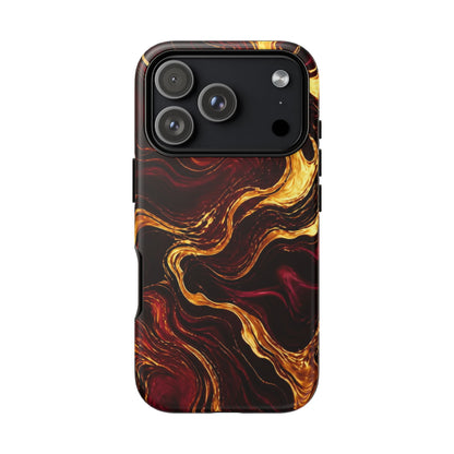 Molten Gold and Maroon Waves: Elegant Phone Case for iPhone, Samsung Galaxy and Google Pixel devices