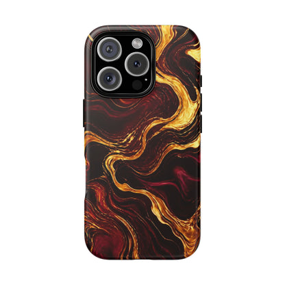 Molten Gold and Maroon Waves: Elegant Phone Case for iPhone, Samsung Galaxy and Google Pixel devices