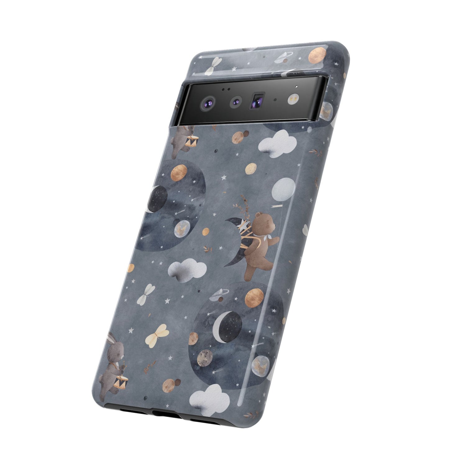 Moon, Bear and Bunny: Cute phone case for iPhone, Samsung Galaxy and Google Pixel devices