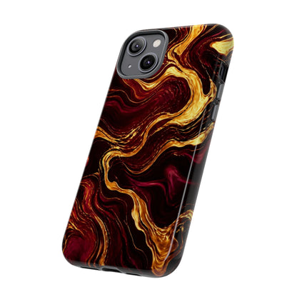Molten Gold and Maroon Waves: Elegant Phone Case for iPhone, Samsung Galaxy and Google Pixel devices