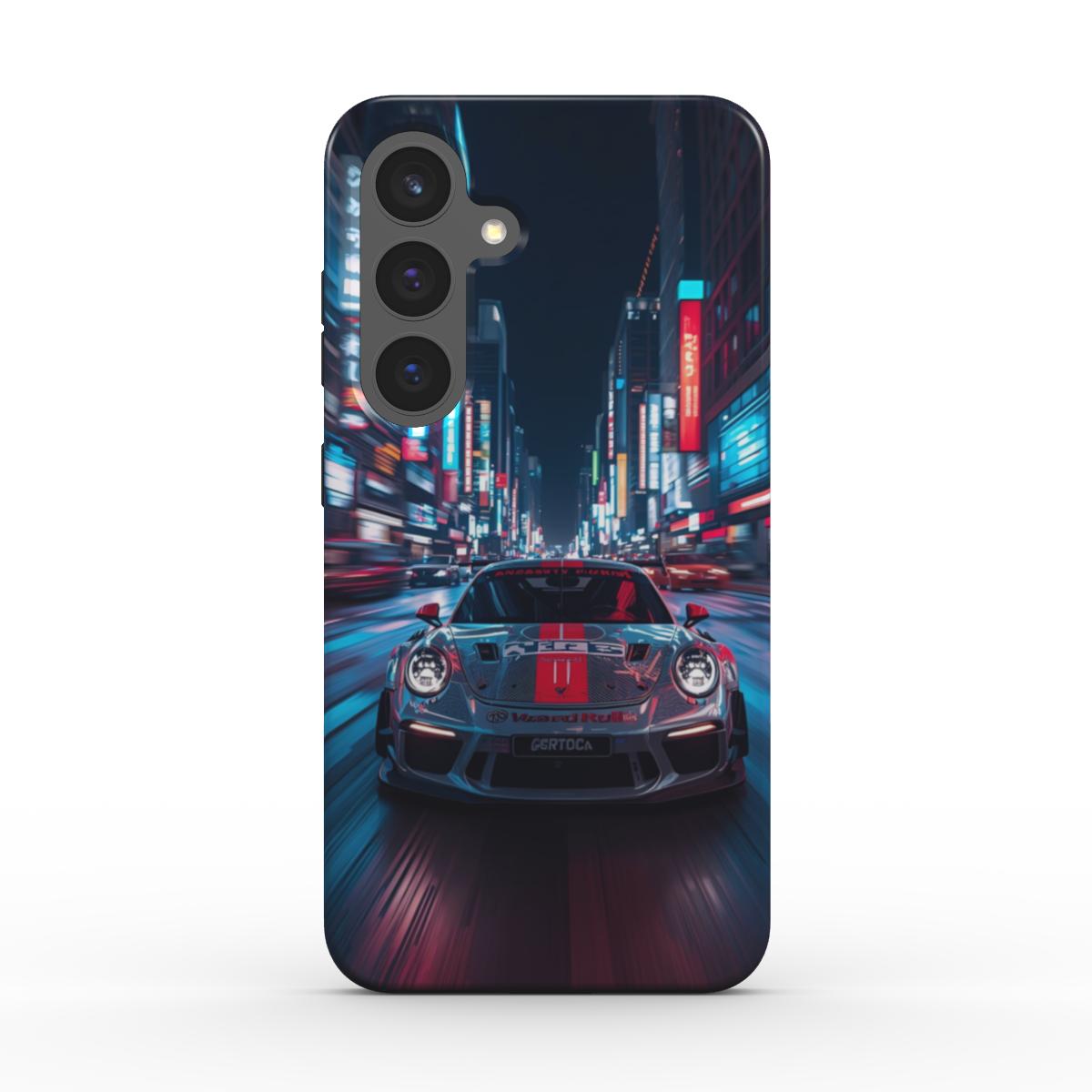 Urban Racer: Neon Car Men's Phone Case for Samsung Galaxy, Google Pixel, Xiaomi, OnePlus