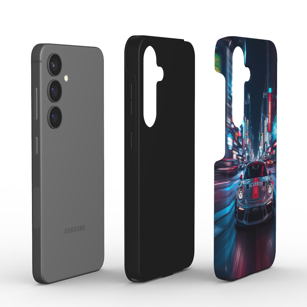 Urban Racer: Neon Car Men's Phone Case for Samsung Galaxy, Google Pixel, Xiaomi, OnePlus