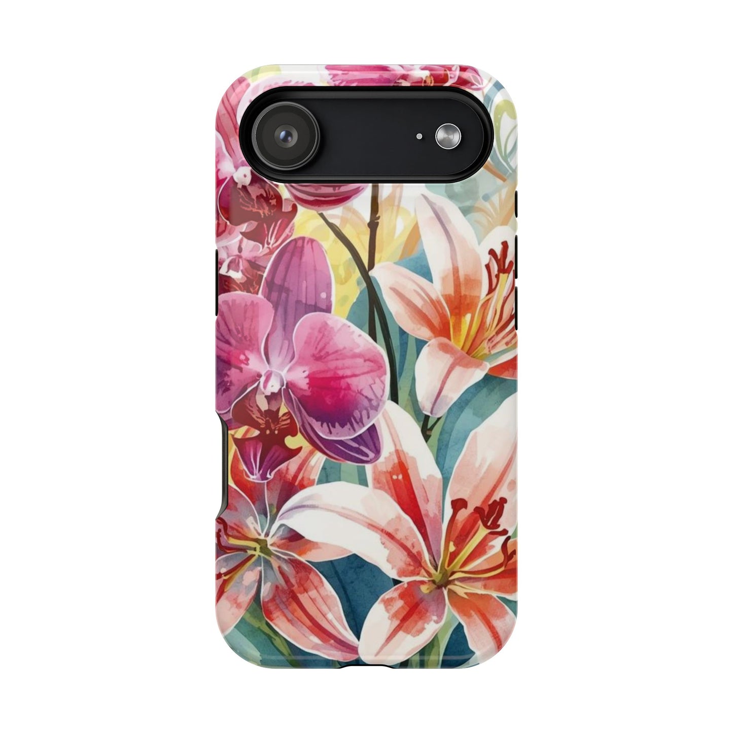 Hibiscus & Orchid Haven: MagSafe Floral Phone Case for iPhone